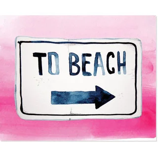 To the Beach in Pink Unframed Paper Art Print