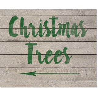 Christmas Tree Green/Beige Wood Sign Art Print