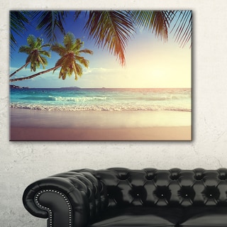 Typical Sunset on Seychelles Beach - Extra Large Seascape Art Canvas