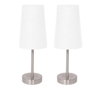 Light Accents Brushed Nickel Table Lamps with Fabric Shades (2 Pack Set)