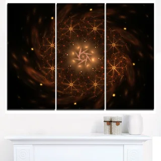 Large Rounded Brown Fractal Flower - Modern Floral Canvas Wall Art