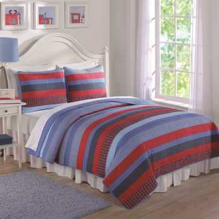 Laura Hart Kids Red and Blue Sebas Stripe 3-piece Quilt Set