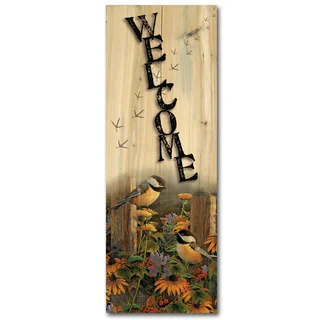 WGI Gallery Linda's Chickadees Indoor/Outdoor Multicolored Wood Welcome Plaque/Sign