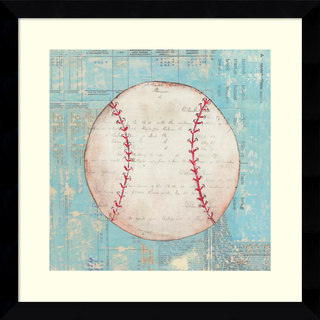 Framed Art Print 'Play Ball I Baseball' by Courtney Prahl 14 x 14-inch