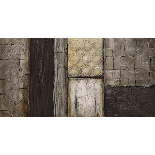 Empire Art 'Stacked 2' Hand-painted Heavily-textured Bold Neutrals by Martin Edwards