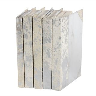 Metallic Hide Books - White/Silver, S/5