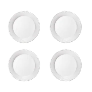 American Atelier Hamilton Beaded Off-white 10.625-inch Diameter Salad Plates (Pack of 4)