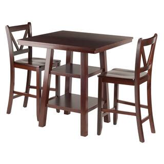 Winsome Orlando 3-Piece 2-Shelf Dining Table with V-back Chairs
