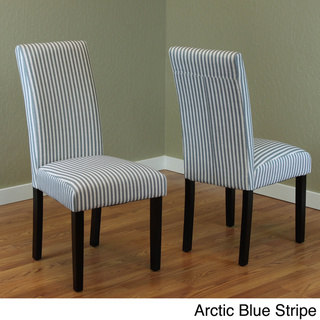 Villa Set of 2 Stripe Linen Dining Chairs