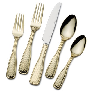 St. James 24k Gold Plated Country Hammered Flatware 45-piece Set