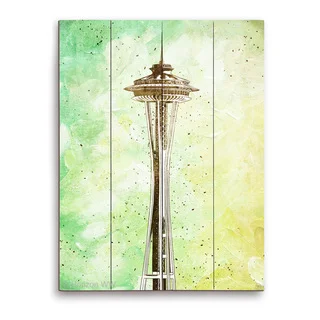 Space Needle Green' Multicolored Wood Wall Graphic