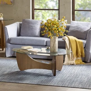 Madison Park Abel Natural Glass Top Coffee Table
