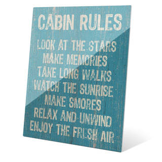 'Cabin Rules Blue' Wall Graphic on Acrylic