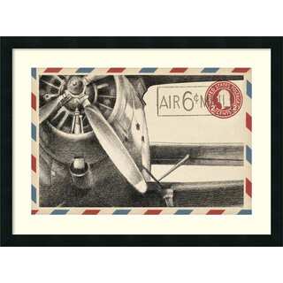 Framed Art Print 'Vintage Airmail II: Airplane' by Ethan Harper 30 x 22-inch