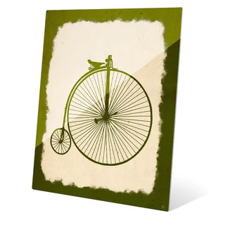 Penny Farthing on Parchment Olive' Multicolored Glass Wall Graphic