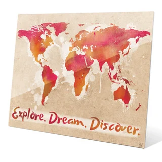 'Explore Dream Discover the World - Red' Wall Graphic on Acrylic
