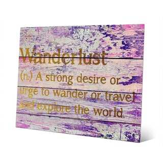 'Wanderlust Definition - Gold' Wall Graphic on Metal