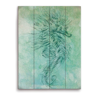 'Turquoise Seahorse' Wood Wall Graphic