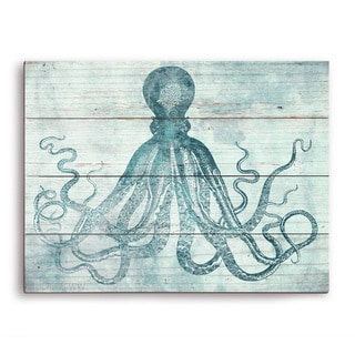 'Vintage Octopus Ocean Blue' Wall Graphic on Wood