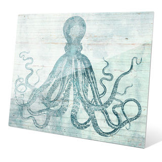 'Vintage Octopus Ocean Blue' Wall Graphic on Glass