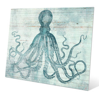 'Vintage Octopus Ocean Blue' Metal Wall Graphic