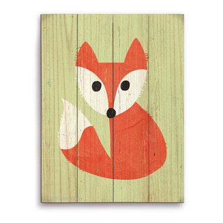 'Little Fox Summer' Handcrafted Wall Graphic on Wood