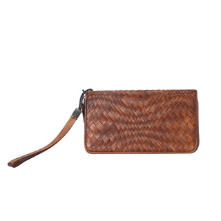 Diophy Large Genuine Leather Woven Distressed Vintage Wallet