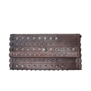 Diophy Mixed-color Genuine Leather Snap-closure Distressed Studded Wallet