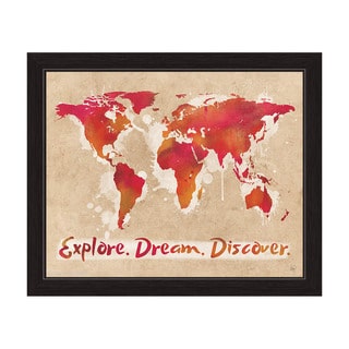 'Explore Dream Discover The World Red' Framed Graphic Wall Art