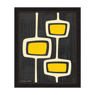 'Retro Yellow Bubble Towers' Framed Graphic Wall Art