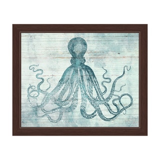 'Vintage Octopus Ocean Blue' Framed Graphic Wall Art