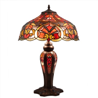 River of Goods Tiffany Stained Glass Webbed Hearts Spice Double-lit 25-inch High Table Lamp