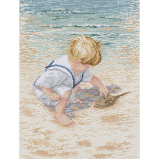 Boy With Horseshoe Crab Counted Cross Stitch Kit