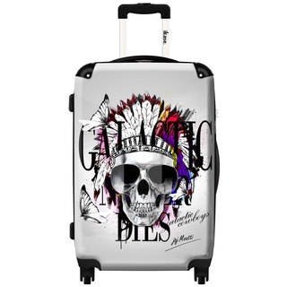 iKase 'Indian Skull Butterfly' 20-inch Fashion Hardside Carry-on Spinner Suitcase