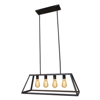 Boxie 4-light Oil Rubbed Bronze Finish Kitchen Island Pendant with Exposed Bulb