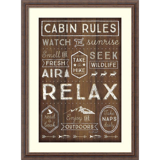 Framed Art Print 'Cabin Rules' by Jennifer Pugh 22 x 30-inch