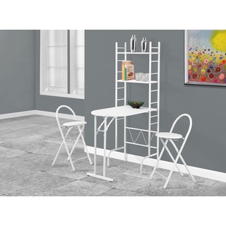 White Metal 3-Piece Dining Set with Shelving Unit