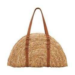 Women's San Diego Hat Company Woven Straw Bag BSB1358 Natural