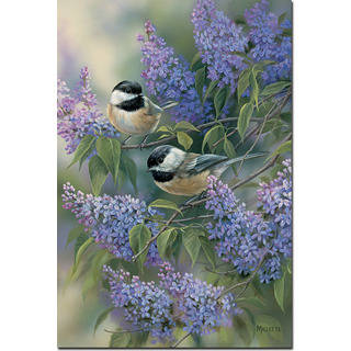 WGI Gallery 'Chickadees and Lilac' Wood Wall Art Print