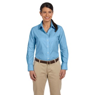 Long-Sleeve Women's Oxford With Stain-Release Light Blue Shirt