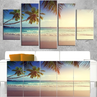 Typical Sunset on Seychelles Beach - Extra Large Seascape Art Canvas
