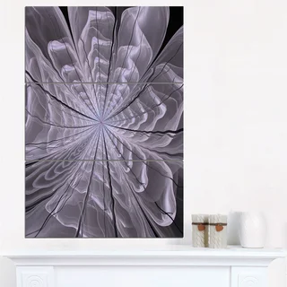 Symmetrical Violet Digital Fractal Flower - Modern Floral Canvas Wall Art