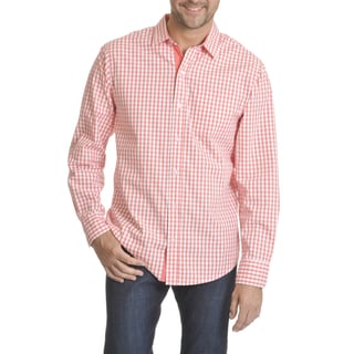 Caribbean Joe Men's Gingham Poplin Long-sleeved Button-down Shirt