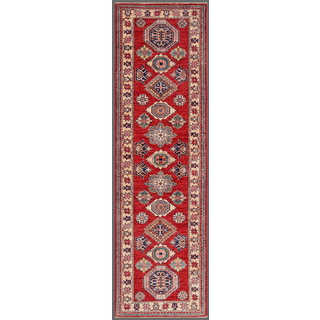 Pasargad Kazak Hand-knotted Rust-ivory Lamb's Wool Runner Rug (2' 6 x 9')