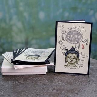 Set of 6 Handcrafted Handmade Paper 'Serene Buddha' Greeting Cards (India)