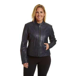 Excelled Women's Plussize Moto-collar Scuba Jacket