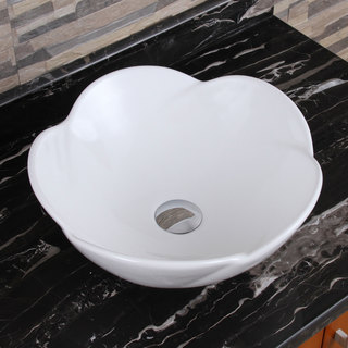 ELIMAX'S 301 Lotus Round Shape White Porcelain Ceramic Bathroom Vessel Sink