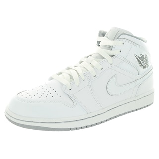 Nike Jordan Men's Air Jordan 1 Mid White/White/Wolf Grey Basketball Shoe