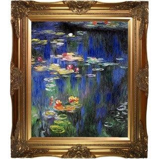 Claude Monet 'Water Lilies, Green Reflection' (left half - detail) Hand Painted Framed Canvas Art
