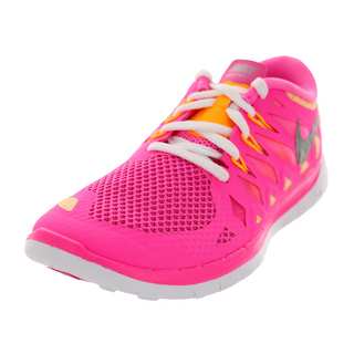 Nike Kid's Free 5.0 (Gs) Pink Glw/Metallic Silver/White/Atmc Mn Running Shoe